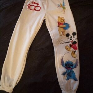 Disney White Joggers with Iconic Characters